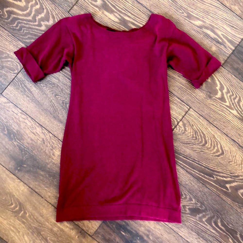 Cute Tie Back Short Sleeve Sweater Dress